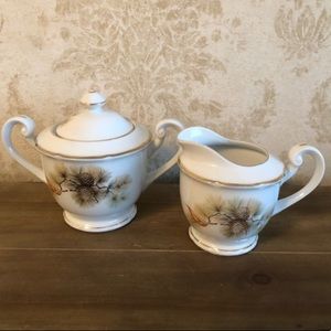 Vintage Teanslucent bone china creamer & sugar bowl
